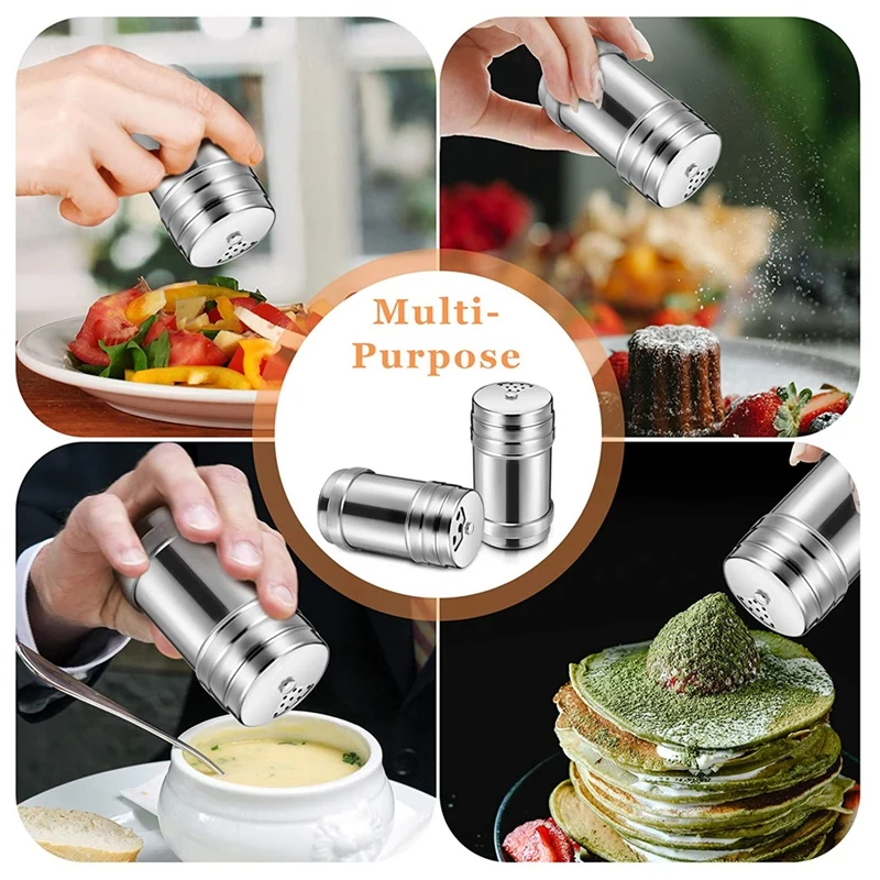 6 шт. Соли и перца из нержавеющей стали с вращающейся крышкой Сахарные приправы