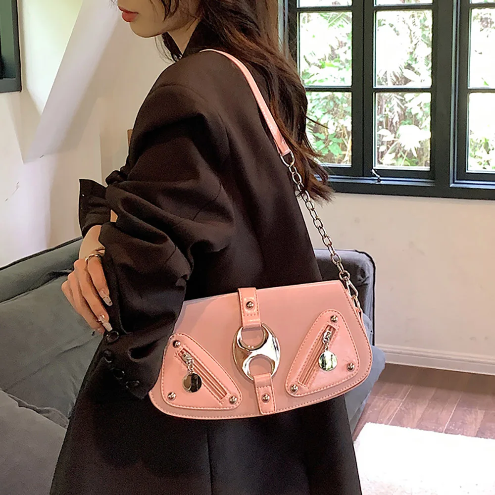 

High Quality Chains Shoulder Crossbody Bags Women 2023 Design French Style Ladies Commuter Handbags Phone Wallet Messenger Bag