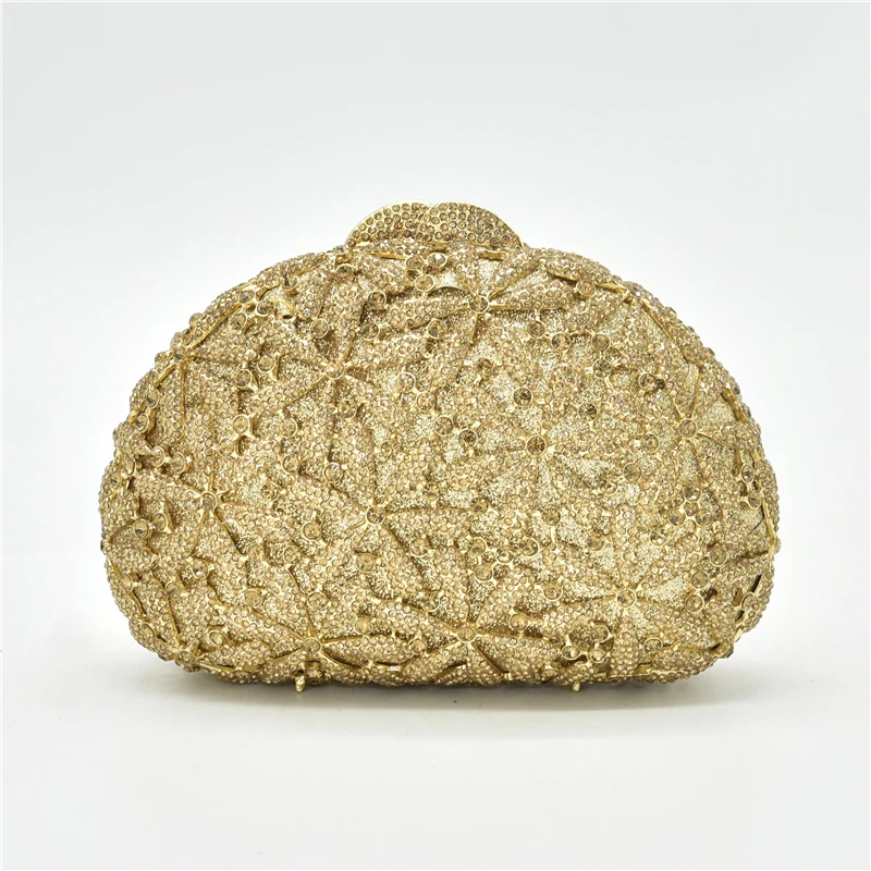 

Women Flower Gold Silver Multicolored Hollow Crystal Handbag Weddin Bridal Floral Evening Bag Diamond Dinner Party Clutch Purse