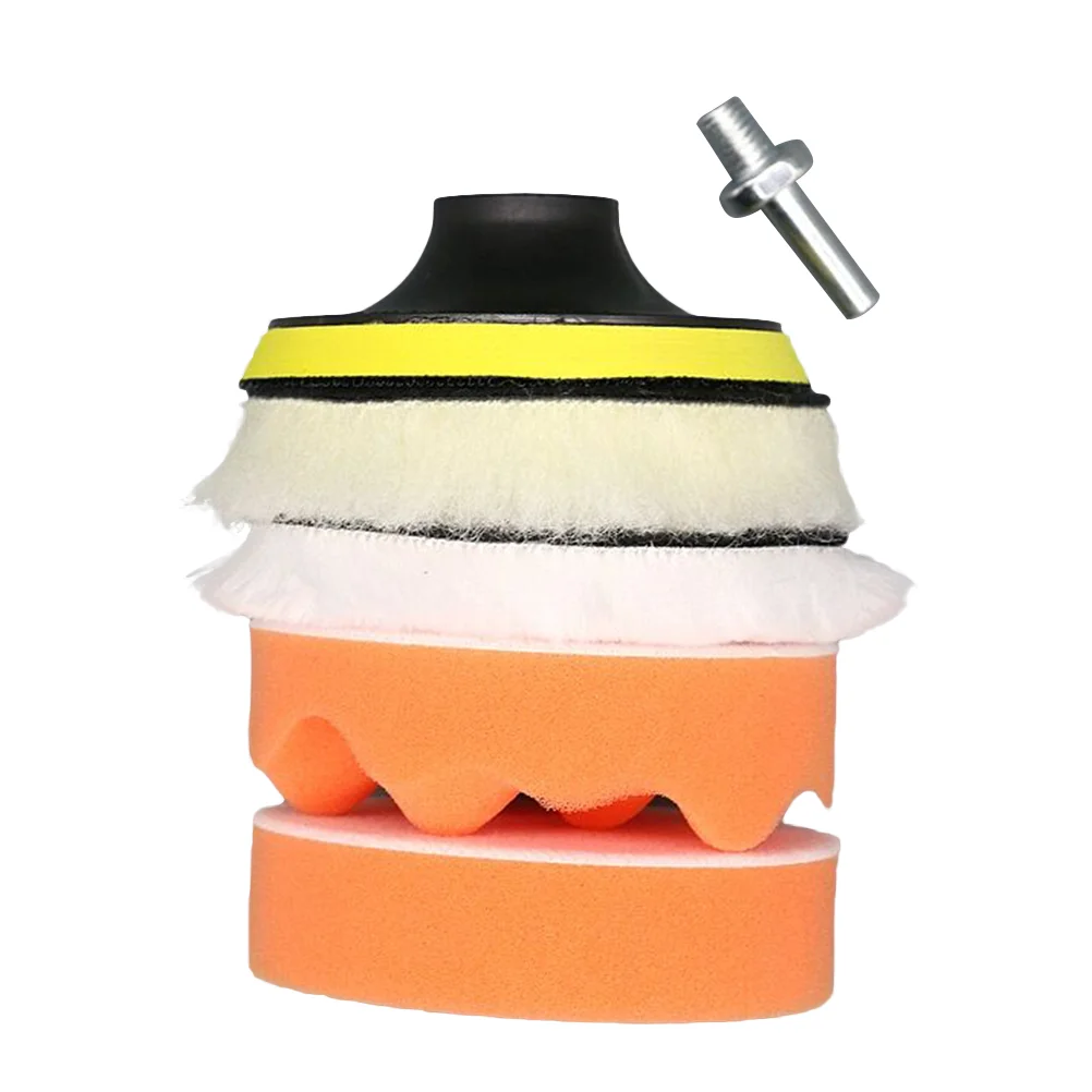 

6pcs 3inch Car Wax Polishing Beauty Plate Self-Adhesive Wool Ball Round Flat Wave Drill Polishing Pad Wheel Polishing Machine
