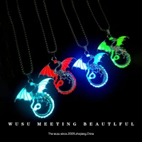 new hip hop fashion domineering luminous flame dragon necklace pendant long sweater chain punk party jewelry