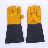 double color thick leather welding gloves cowhide long and thick heat resistant welder anti bite animal training safety gloves