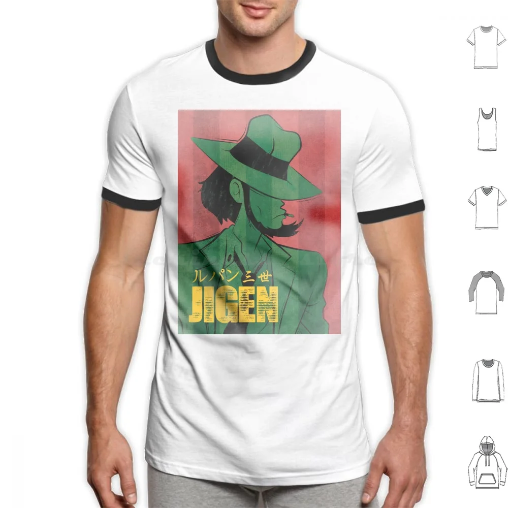 

036 Jigen Vintage T Shirt Big Size 100% Cotton Lupin 3Rd Jigen Goemon Anime Vintage Manga Comics Monkey Punch Japan Japanese