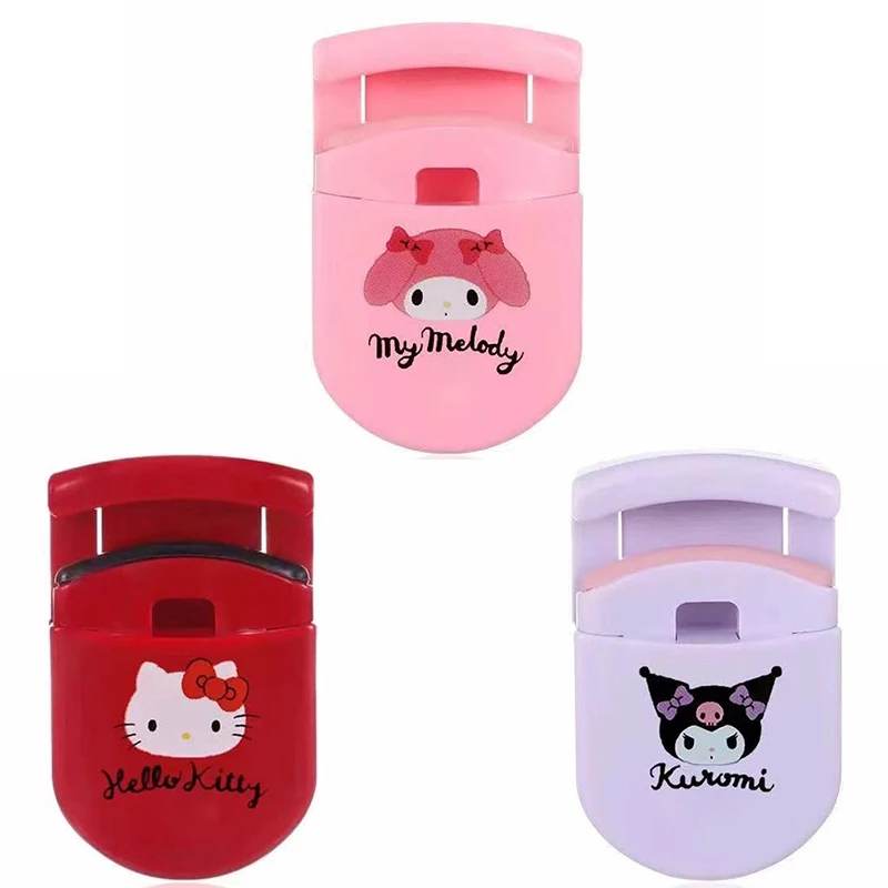 

Kawaii Anime ABS Cartoon Girl Heart Kuromi My Melody Cinnamoroll Portable Mini Eyelash Curler Press Eyelash Curler Girl Gift