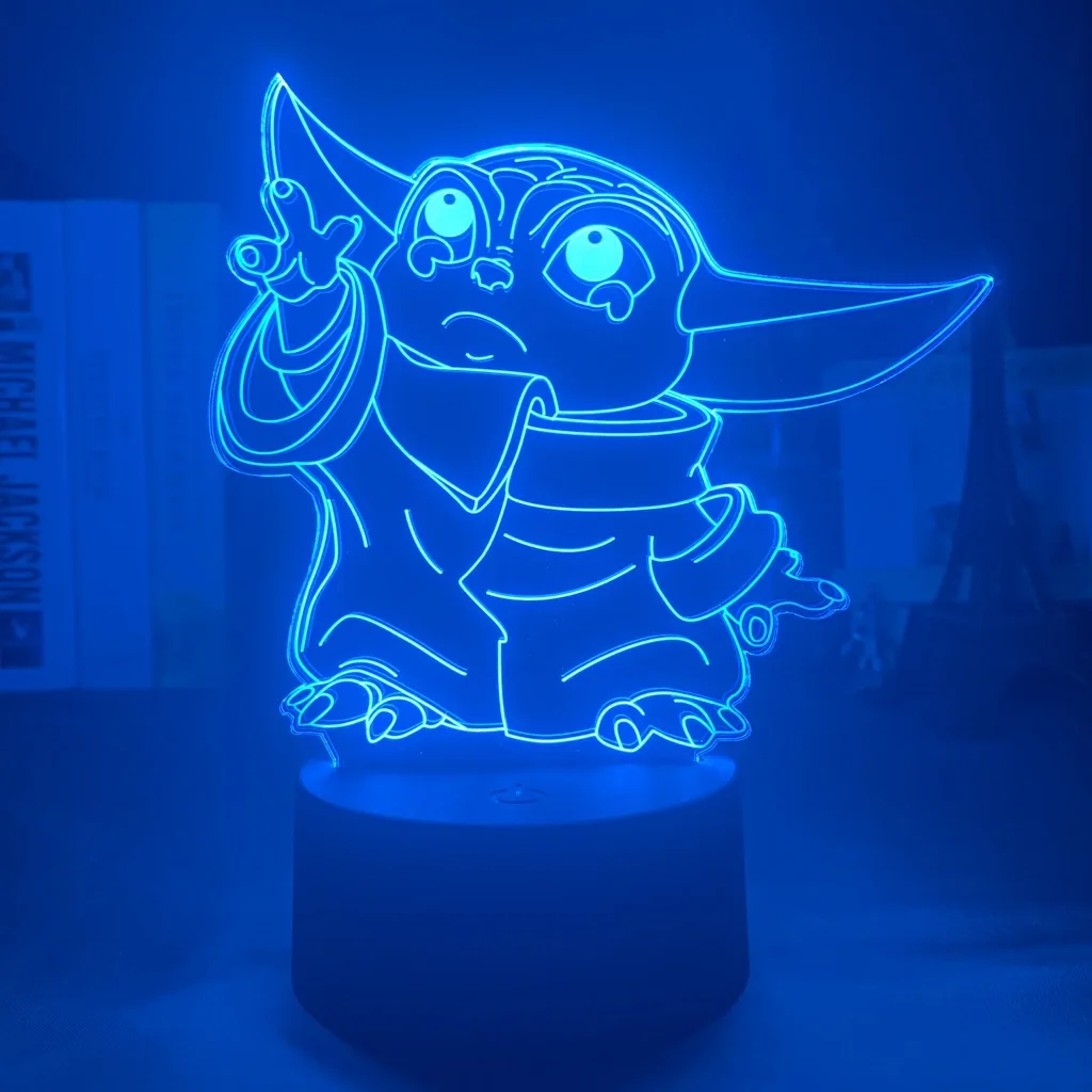 Ночник-игрушка Anime Baby Yoda с 7 цветами звездных войн, модель LED-фигурки, крутая детская подарок для мальчиков и девочек на день рождения.