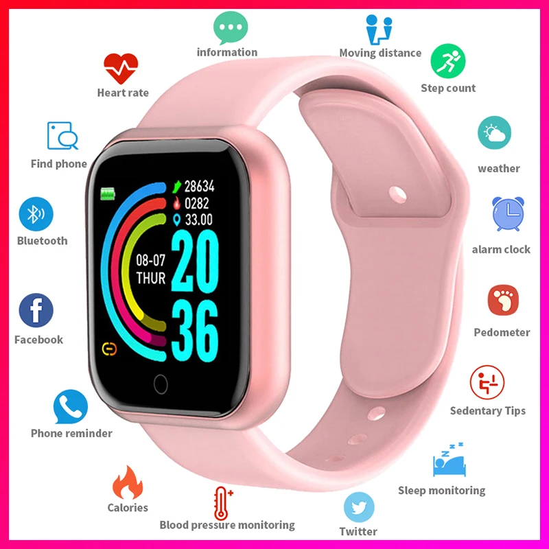 

new D20 Smart Watch Men Sport Fitness Tracker Blood Pressure Heart Rate Monitor Y68 Women Bracelet For Android IOS Xiaomi Kids