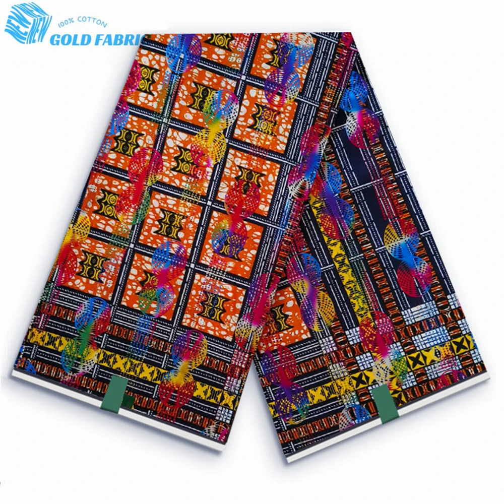 

African Gold Wax Fabric 100% Cotton High Quality Nigeria Fabric Wax Print Ankara Wax For Sewing 6 Yards Women Fabric VL-03