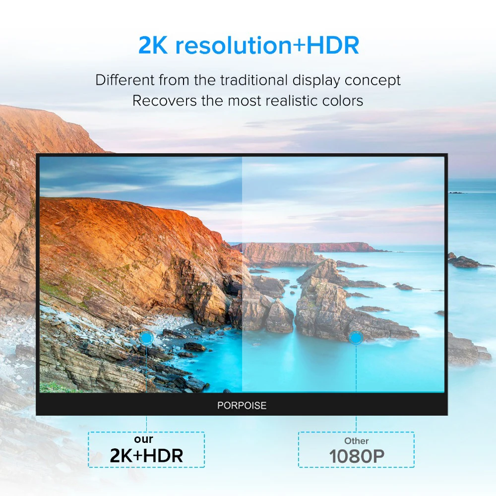 2k monitor 16 ultra slim 2560x1600 portable laptop monitor 100 srgb usb c hdmi gaming computer ips panel display for pc mac free global shipping