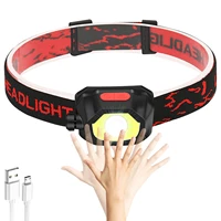 head torch rechargeable ipx4 waterproof led headlamp headlight with red cob lights motion sensor control 7 lighting modes