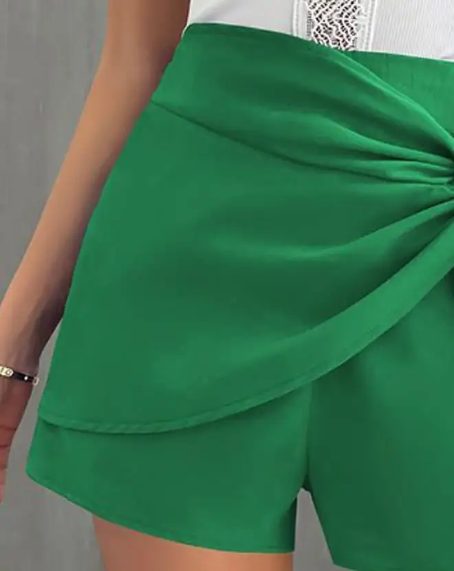 Twisted High Waist Casual Shorts for Woman 2023 Summer New Solid Color Daily Fashion Versatile Culottes Female Shorts Y2K
