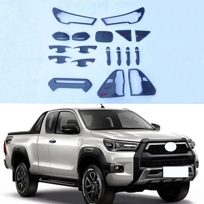 Front lamp Rear Trunk Cover Tail lights Trims Sidelights Oil Cover Handle bowl Mirror Cover For Hilux Revo Rocco 2021 Body Kit