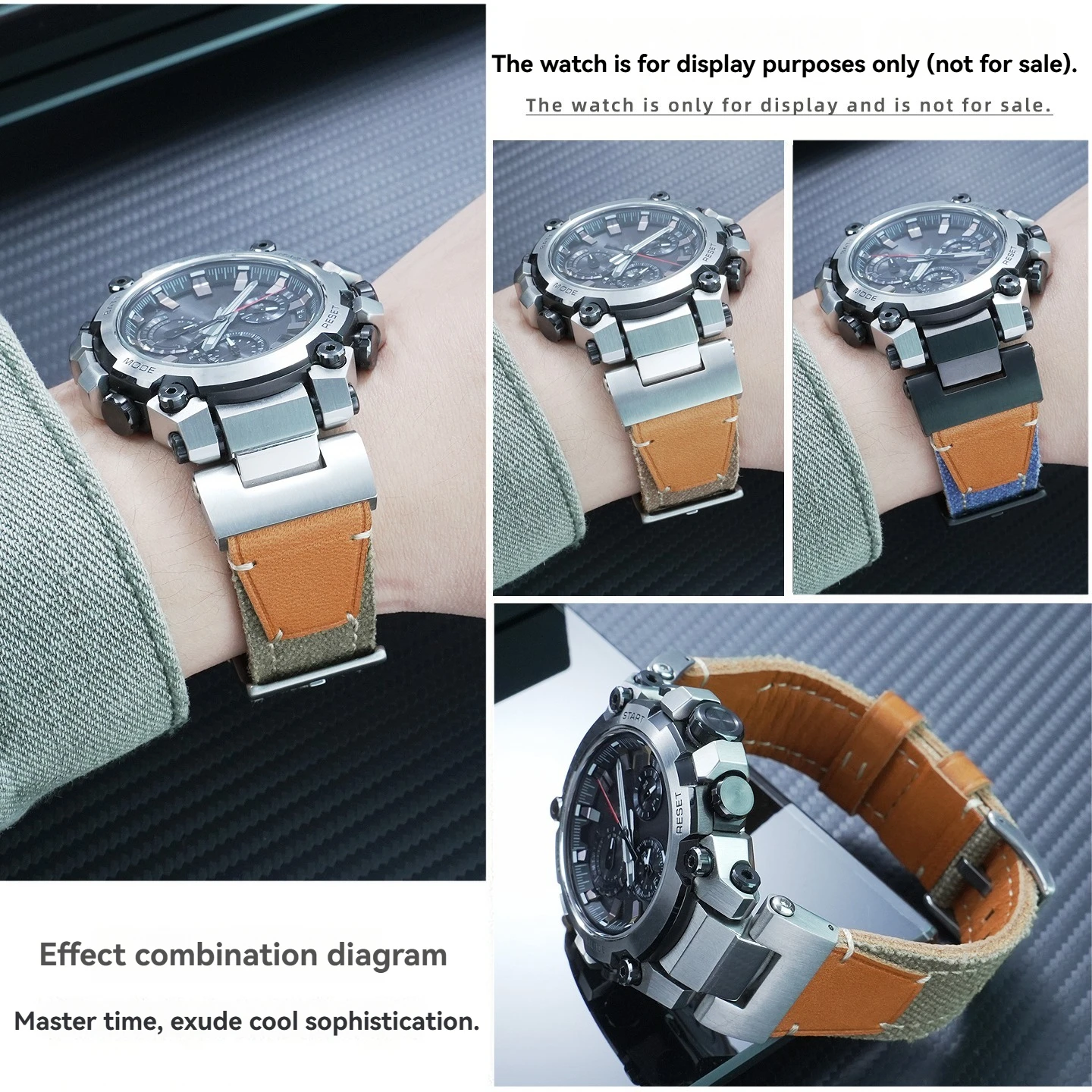Фото Подходит для модификации и улучшения браслетов серии Casio MTG-B3000, мягкий ремешок для часов из ткани и коровьей кожи, аксессуары. №3