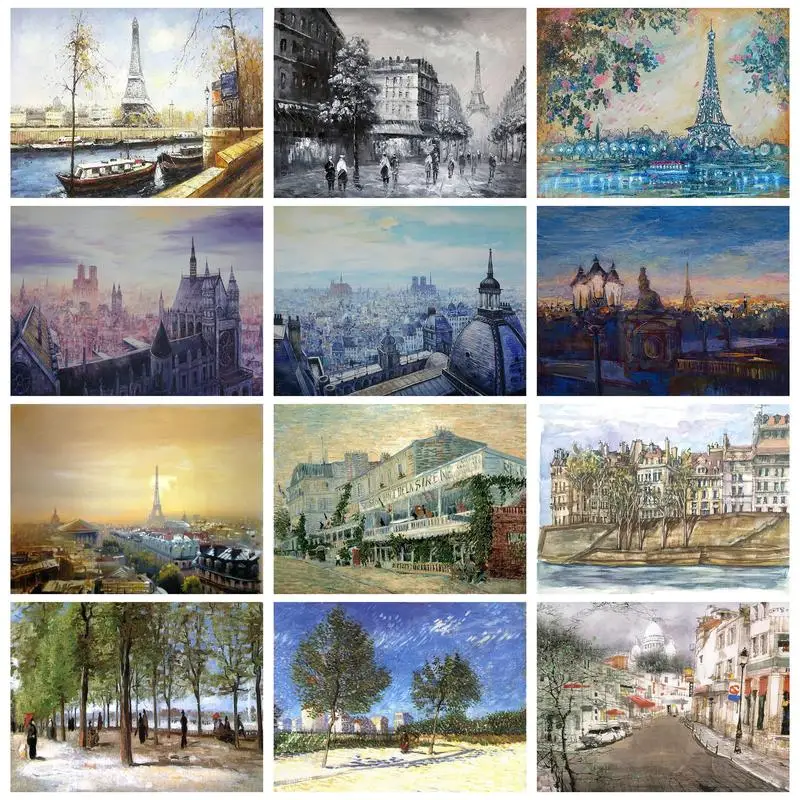 

GATYZTORY 40x50cm Paint By Numbers Abstract City Tower Landscape Wall Art Adults Crafts Diy Gift Picture Coloring For Beginners