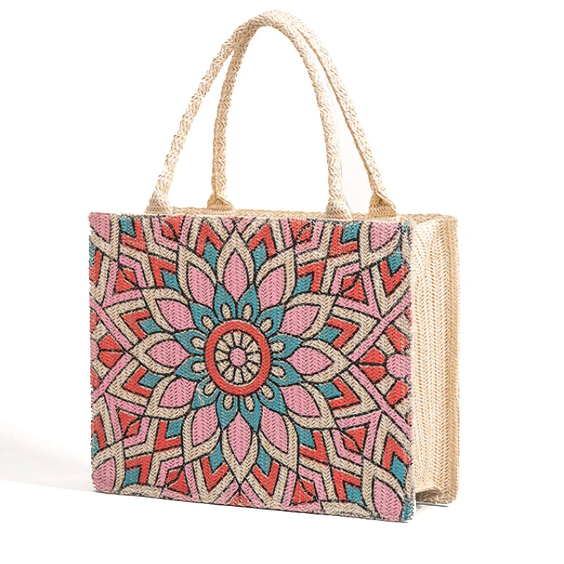 

Винтажная Сумка-тоут, плетеная вместительная Дамская сумочка в богемном стиле, Женский саквояж на плечо