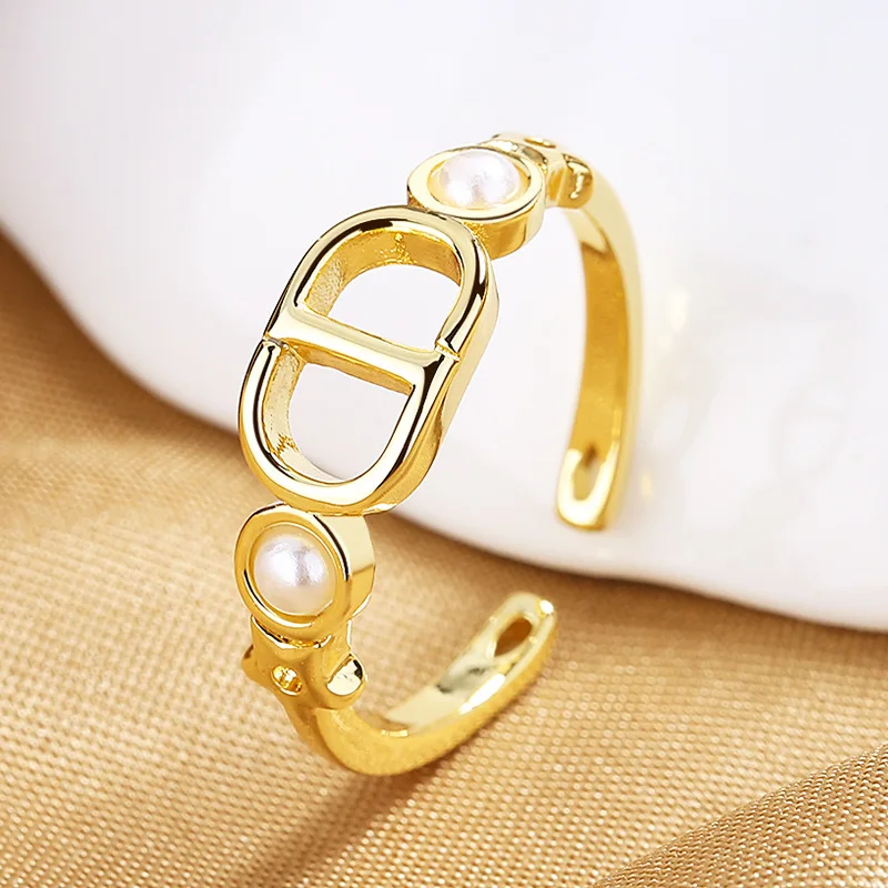 

New Trendy Fine Korean Fashion Pig Nose Open Ring Women Girl Art Inspired Design Pearl Summer Cute Accessories Luxury Jewelry