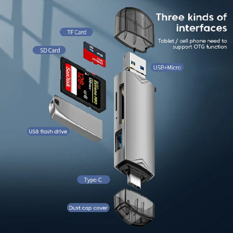 SD Card Reader 6 in 1 USB3.0 to Type C Micro USB Universal OTG Adapter Multifunctional Adapter SD TF High-speed Transmission
