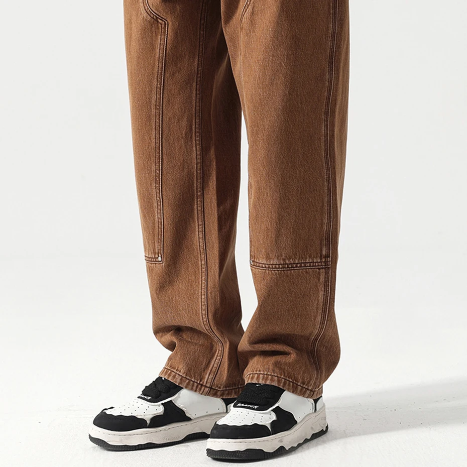 Men's Baggy Jeans Patchwork Straight Loose Casual Denim Pants 2023 Spring Autumn Vintage Man Jeans Trousers