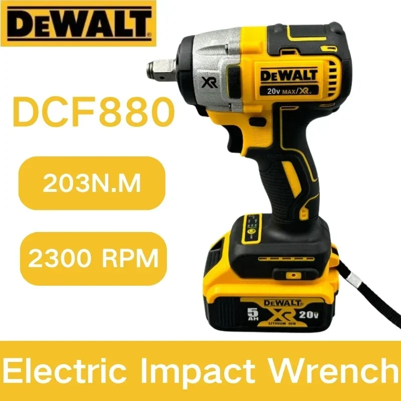 Фото Dewalt DCF880 Бесщеточный аккумуляторный ударный гайковерт 20 В Аккумуляторная батарея Электрический литиевый аккумуляторный ключ 203 Нм Электроинструменты №1