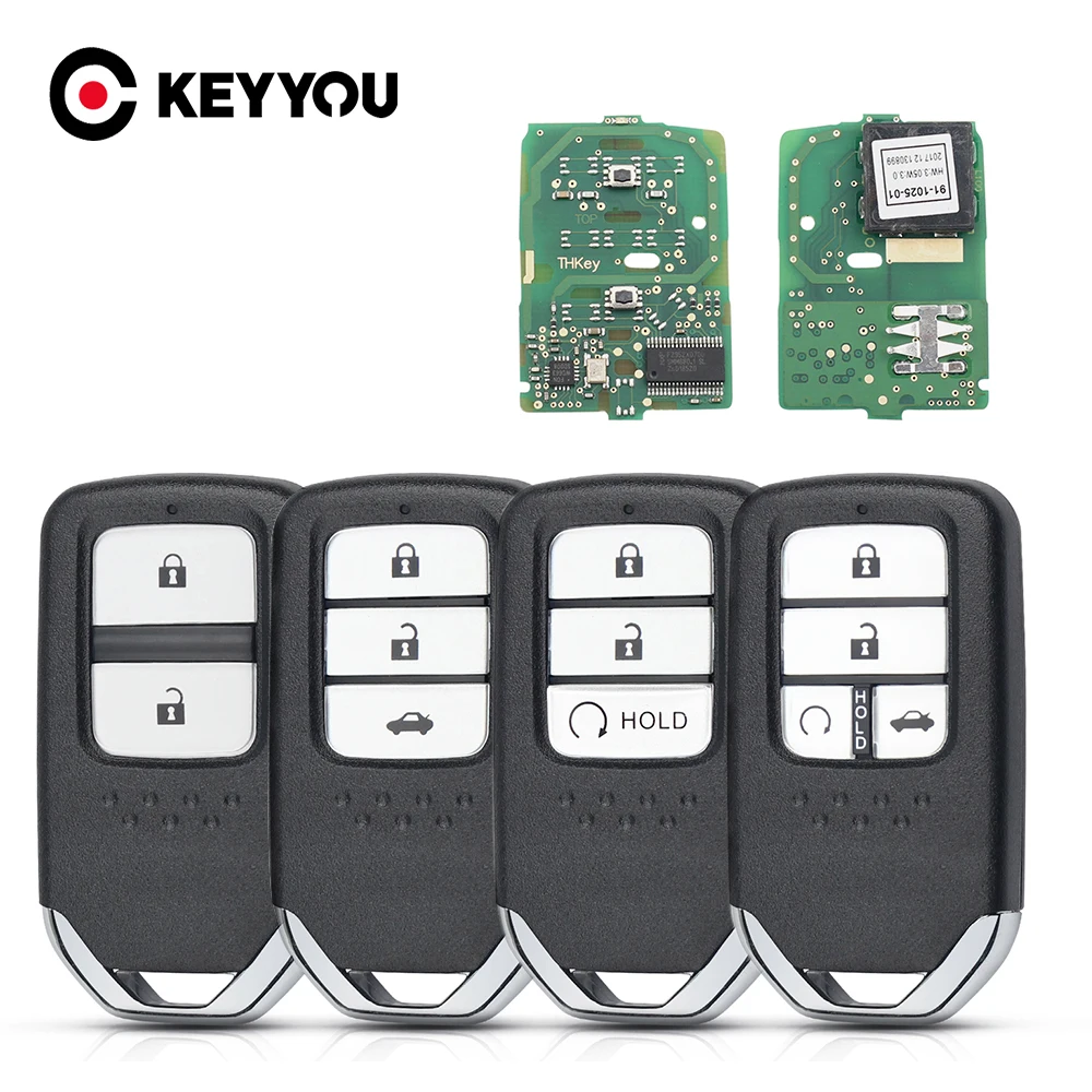 

KEYYOU For Honda Fit EX EX-L EX-LN HR-V 2015 2016 2017 Crosstour KR5V1X KR5V2X 313.8MHz 433Mhz ID47 Chip Remote Car Key
