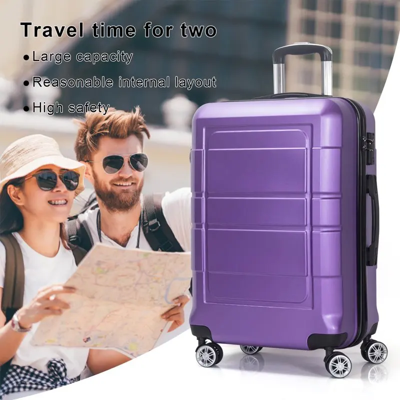 

New 20 Inch Carry On Spinner Luggage with Ergonomic Handles Lock and Purple Shade - Durable & Lightweight Suitcas