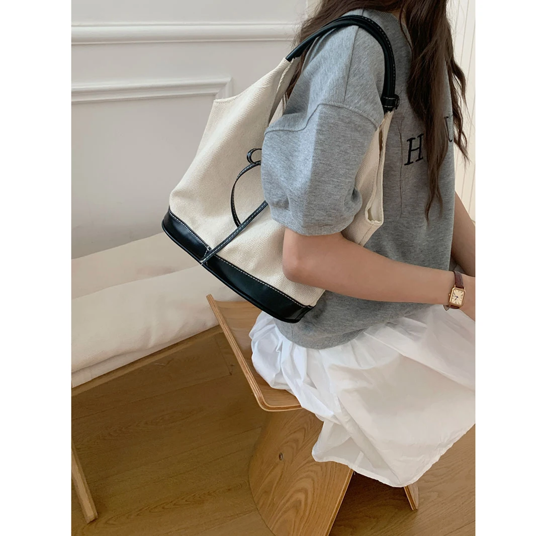 Холщовая Сумка-тоут для женщин однотонная дизайнерская Повседневная Дамская