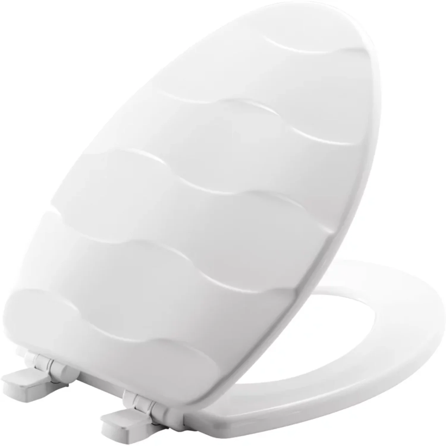 Slow Close Elongated White Enameled Wood Toilet Seat