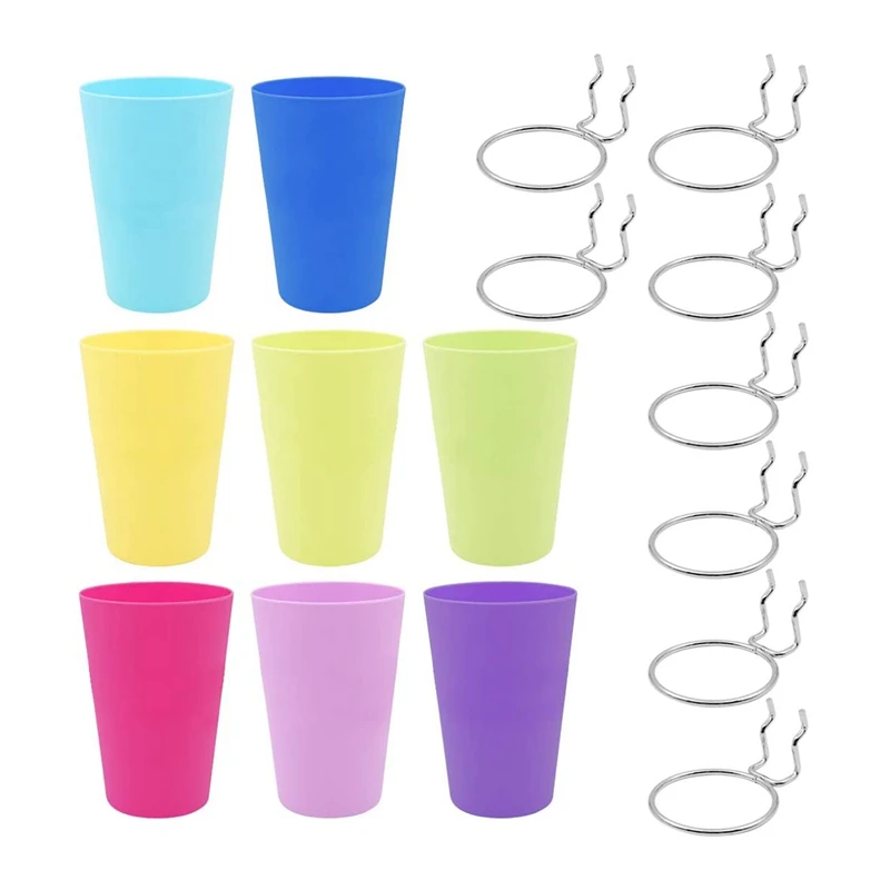 

8 Sets Pegboard Bins With Rings Ring Style Pegboard Hooks With Pegboard Cups Pegboard Cup Holder Accessories (8 Colors)