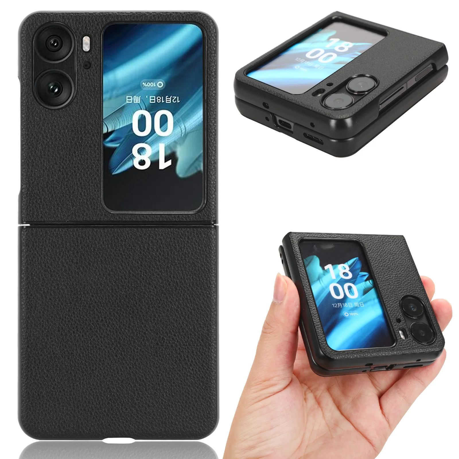 Роскошный противоударный чехол из искусственной кожи Clemence для Oppo Find N2 флип-чехол