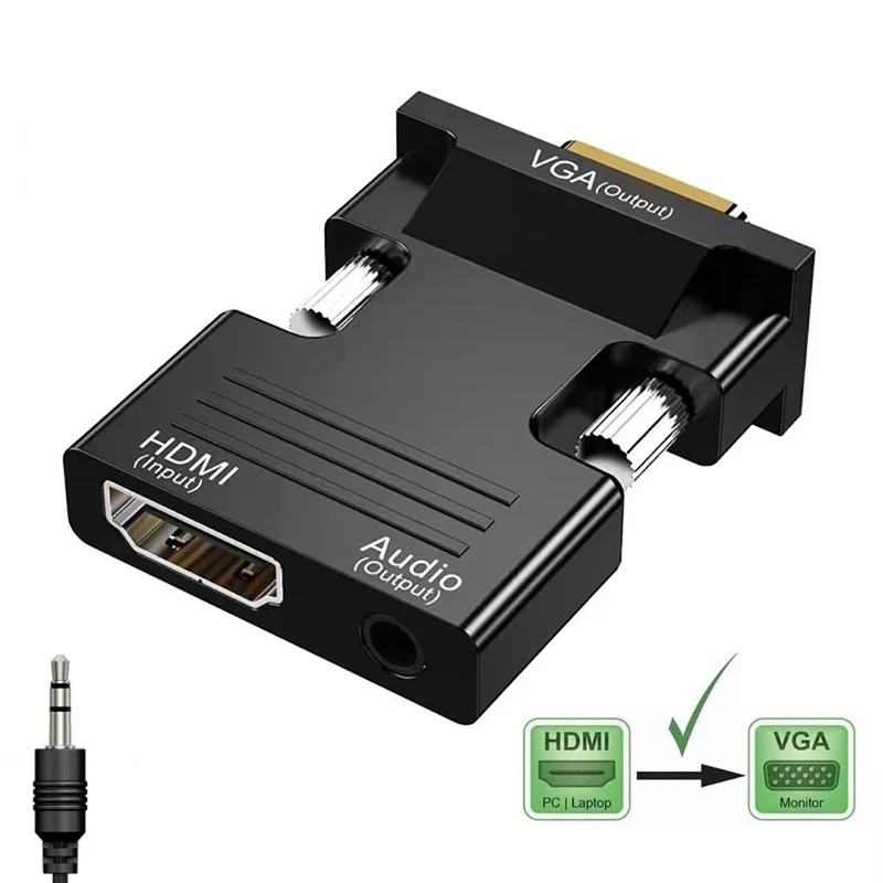Переходник-переходник HDMI-VGA совместимый с аудиокабелем 3 5 мм для монитора PS4
