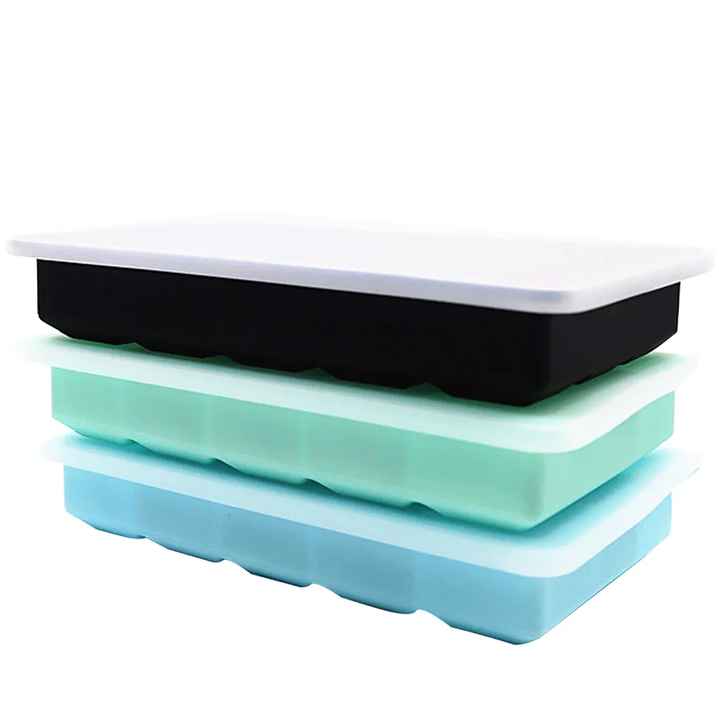 

1PC 15 Grid Food Grade Silicone Ice Tray Home with Lid DIY Ice Cube Mold Square Shape Ice Cream Maker Kitchen Bar Accessories