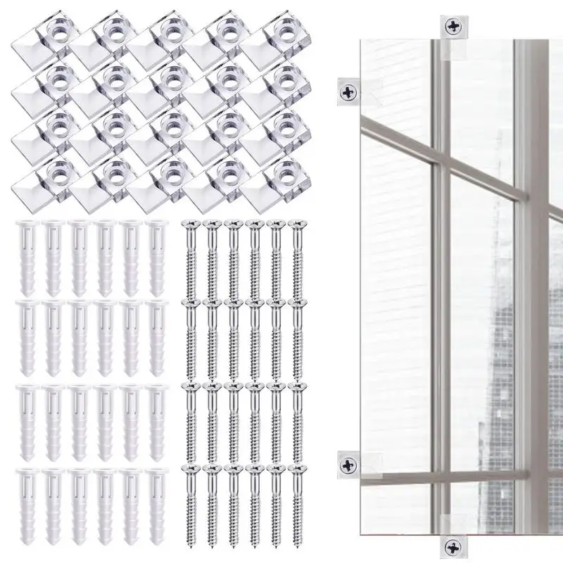 

Mirror Clips Solid Mirror Clips For Frameless Mirror 20 Sets Mirror Hanging Kit Mounting Hardware For Fixing Glass Cabinet Doors