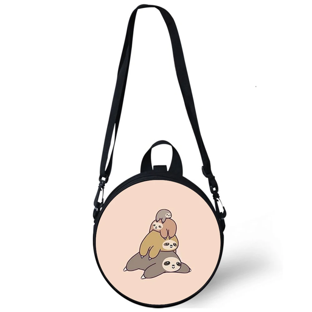 Folivora sloth slow lovely Child kindergarten Bag 3D Print Crossbody Shoulder Bags School Women Mini Round Bagpacks Rugtas Bag