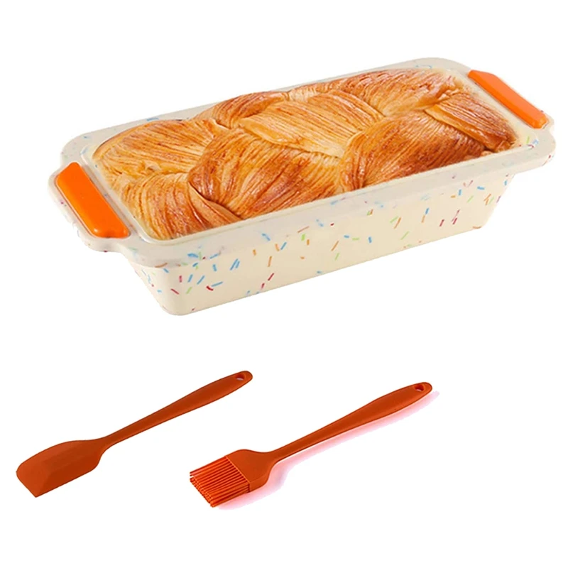 

Silicone Bakeware Set,Bread Loaf Pan Toast Baking Mold Non-Stick Bread Pans Baking Set, Including Spatula,Brush