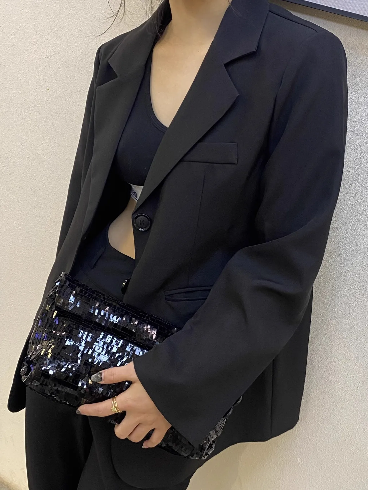 Новая сумочка с блестками от firmранчо милая крутая острая Женская Универсальная