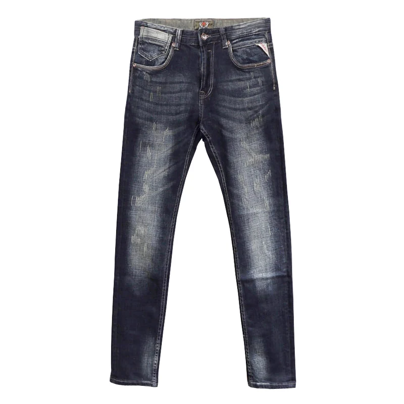 Fashion Designer Men Jeans High Quality Retro Black Blue Stretch Slim Fit Ripped Jeans Men Vintage Casual Denim Pants Hombre