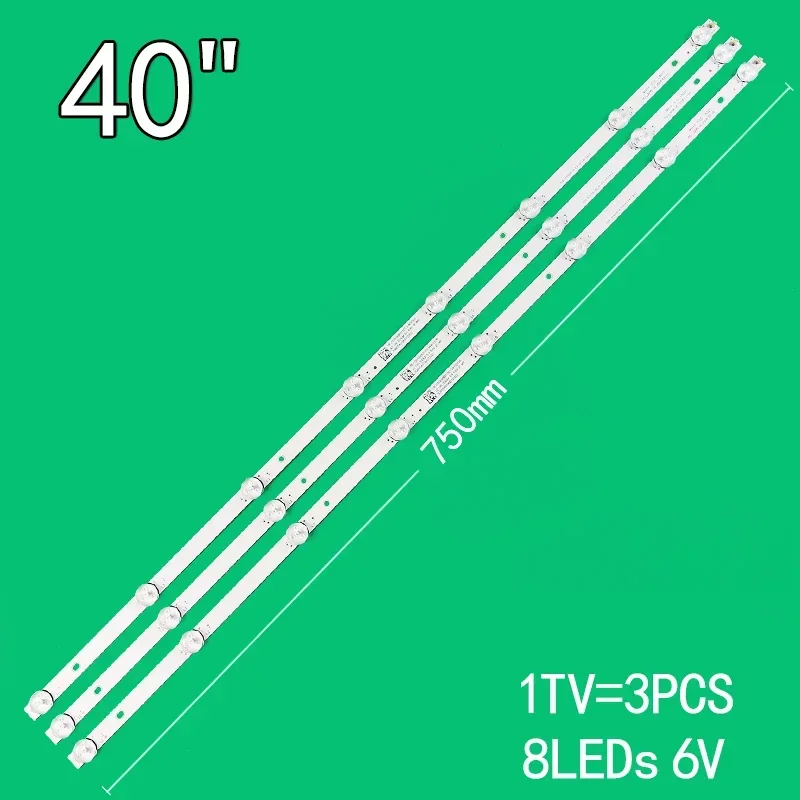 1 компл. = 3 шт. 6 В 8 светодиодов 750 мм подходит для 40-дюймового ЖК-телевизора ECON