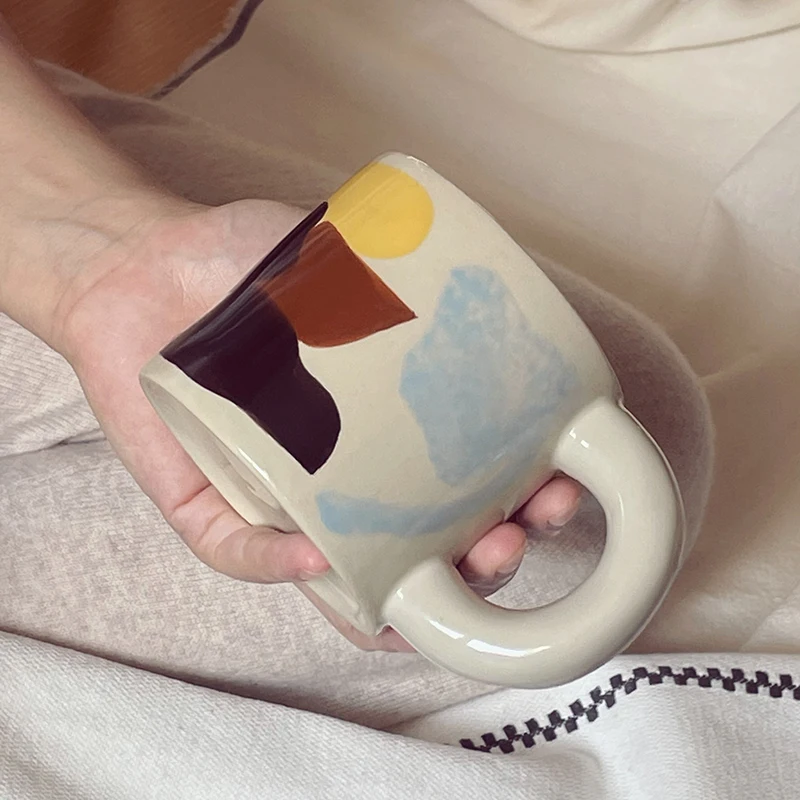 

Korean Gift Ceramic Mug Couple Office Aesthetic Vintage Milk Coffee Cup Creative Travel 300ML Mug Automne Ceramic Coffee Cup