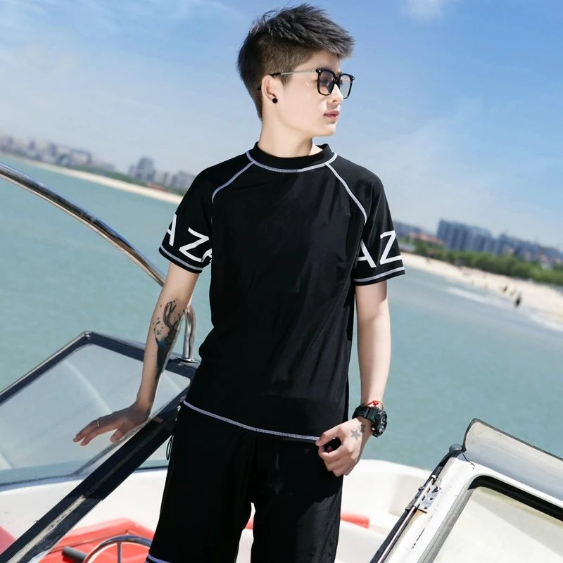 HaleyChan Chest Binder Quick-Drying Swimwear Top+Swimming Pants for Women Tomboy Trans Lesbian Transgender Ftm Beach Swimsuits