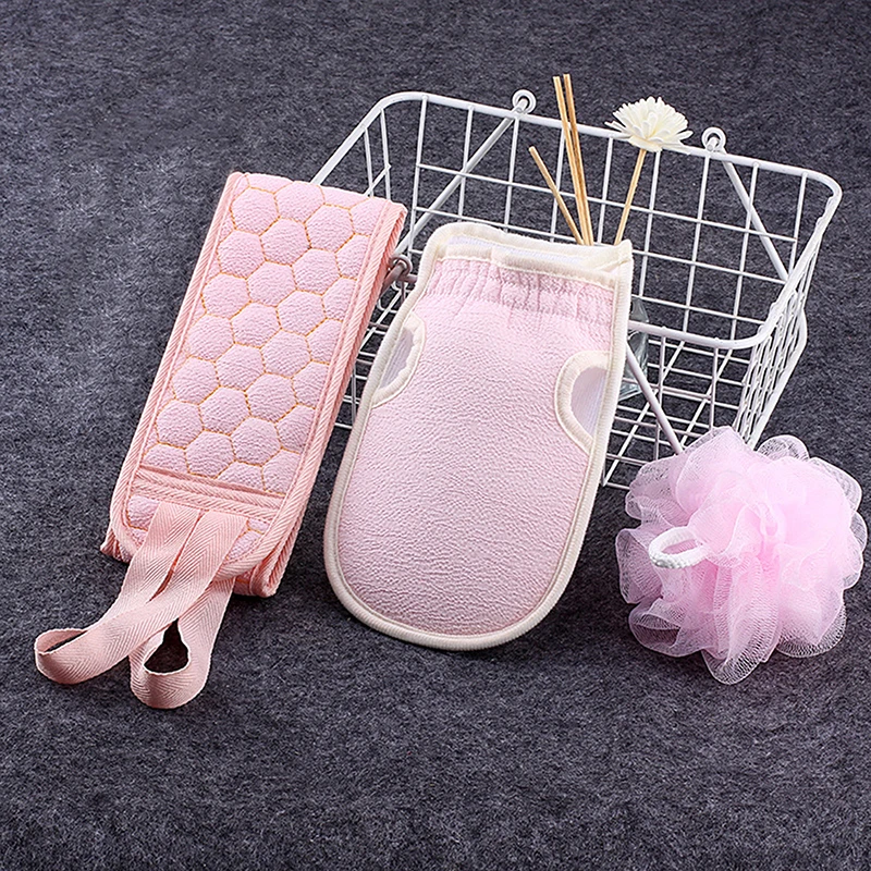 

3pcs/set Body Cleaning Washcloth Soft Brush Home Hotel Bathroom Shower Ball Back Scrubber Set Exfoliating Skin Towel Bath Gloves