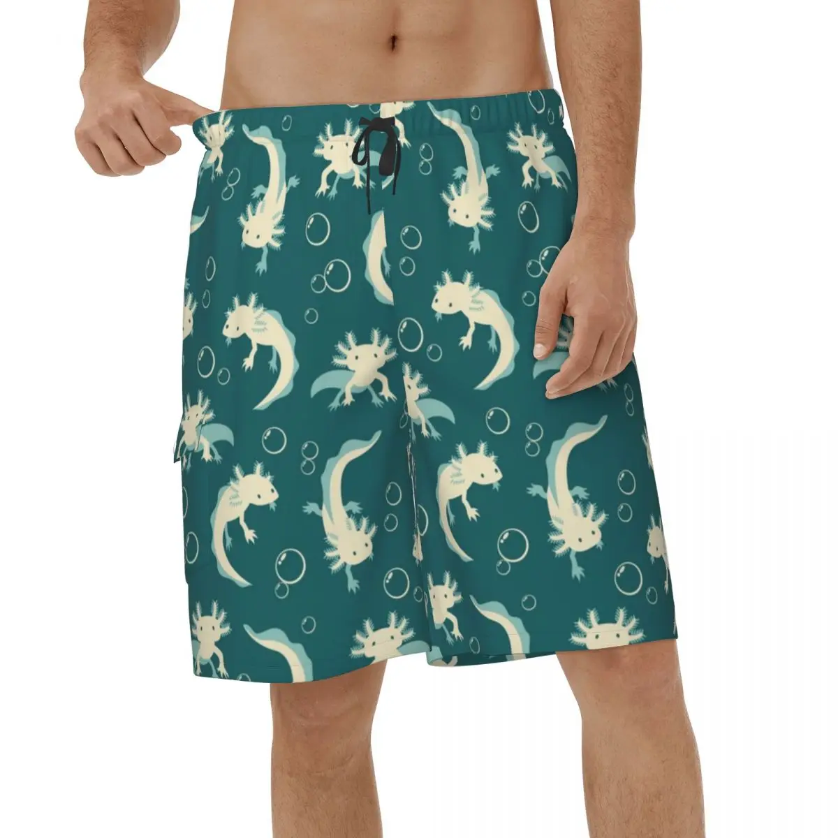 

Printed Shorts Relaxolotl Summer Mens Beach Board Shorts Cute Axolotl Male Swimwear