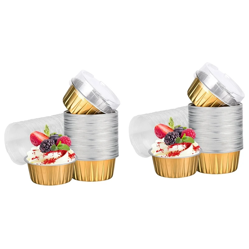 

Фольгированные подкладки для выпечки капкейков с крышкой, 200 шт. подкладок для капкейков из алюминиевой фольги, подкладки для маффинов с крышкой