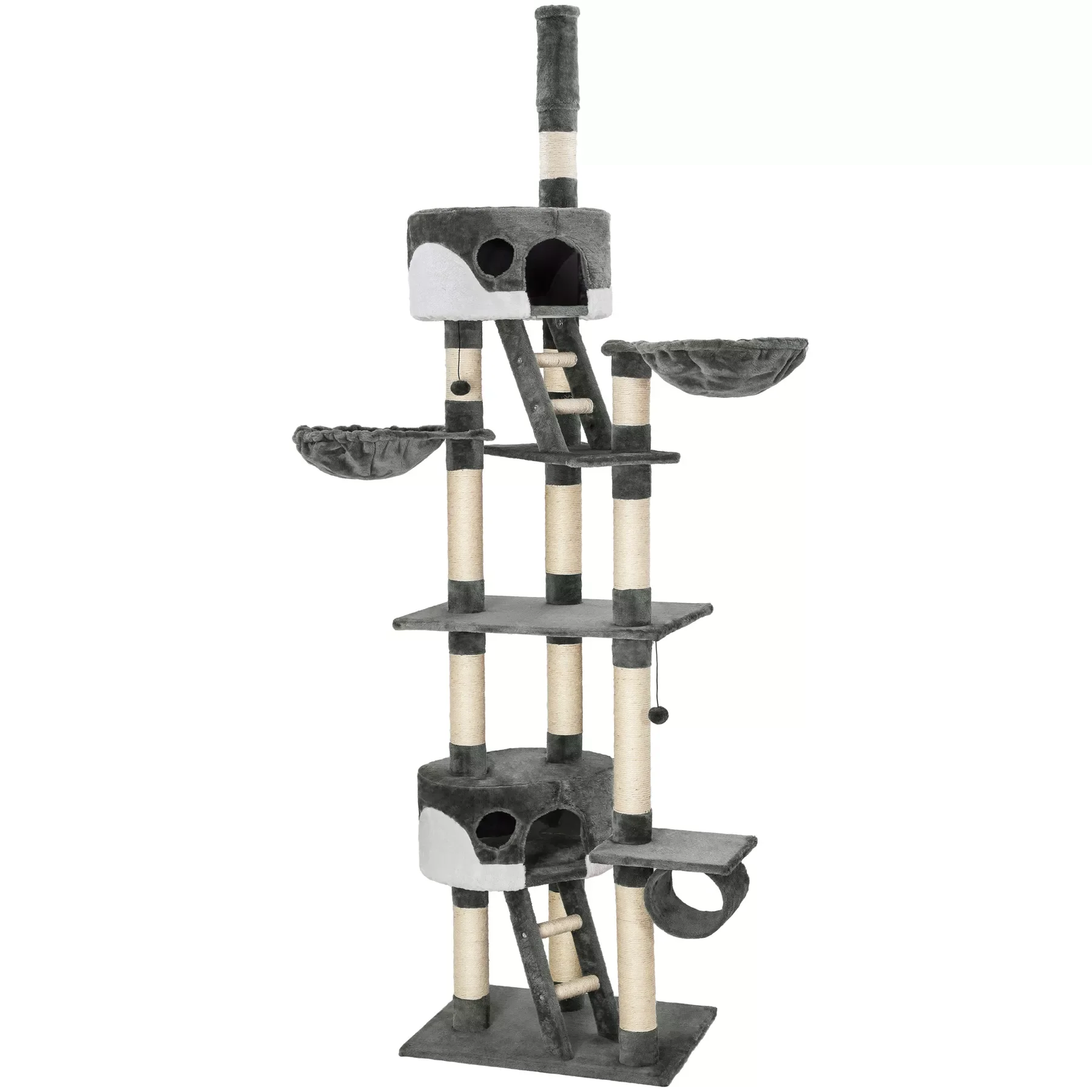 

Hansi Cat Scratcher Gray/White-Tree Cat Scratcher Cat Play Park with sisal Columns, Cat Toy with Pots, Cat Furniture for Nail-s