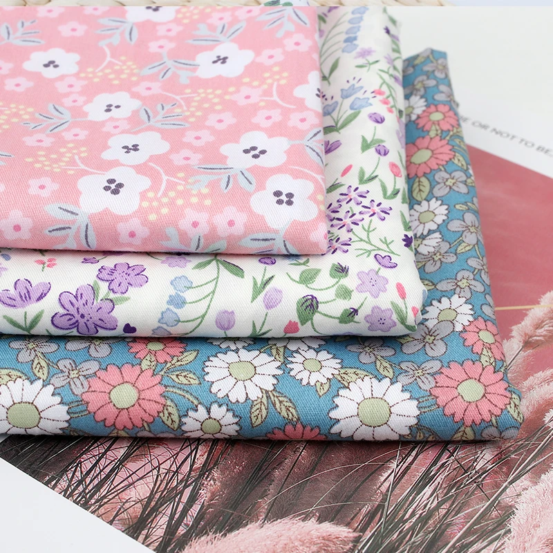 

Xugar Flowers Printed Cotton Fabric For Kids 45*150CM Cloth Fabric DIY Craft Patchwork Qulilting Women Garment Sewing Supplies