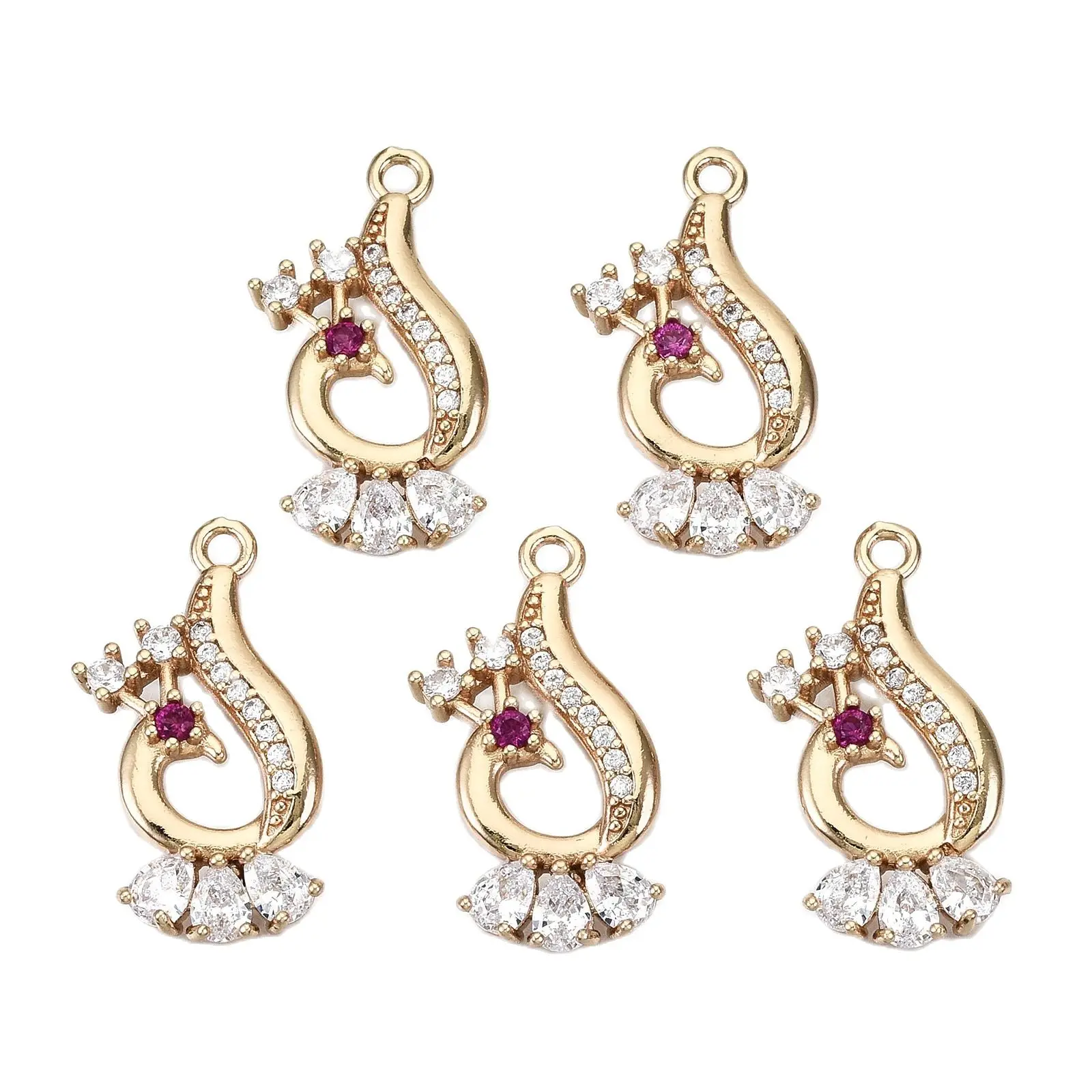 

Pandahall 50Pcs Peacock Shape Brass Micro Pave CZ Cubic Zirconia Pendants Light Gold Color Charms For Jewelry Making Gift