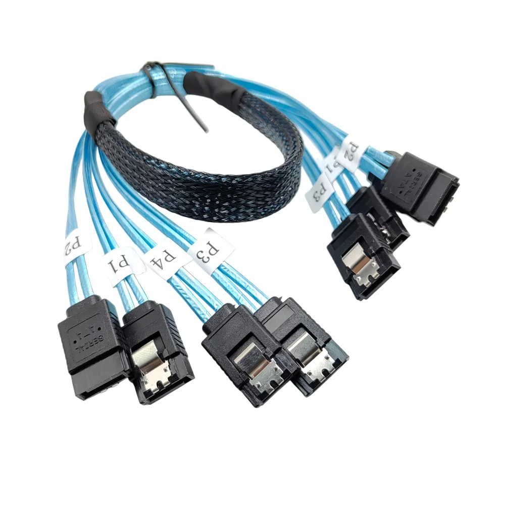 Фото Кабель SATA-SATA, 4/6/8 портов/в комплекте, кабель передачи данных SATA 3.0, 7-контактный кабель SAS, 12 Гбит/с, кабель для жесткого диска для сервера, NAS, ПК, 0,5 м, 1 м. №2