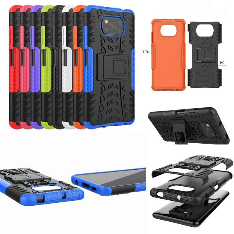 Чехол для Xiaomi Pocophone X3 Pro NFC с защитой от ударов и подставкой Armor Stand Cover Poco GT из силикона, ПК и ТПУ.