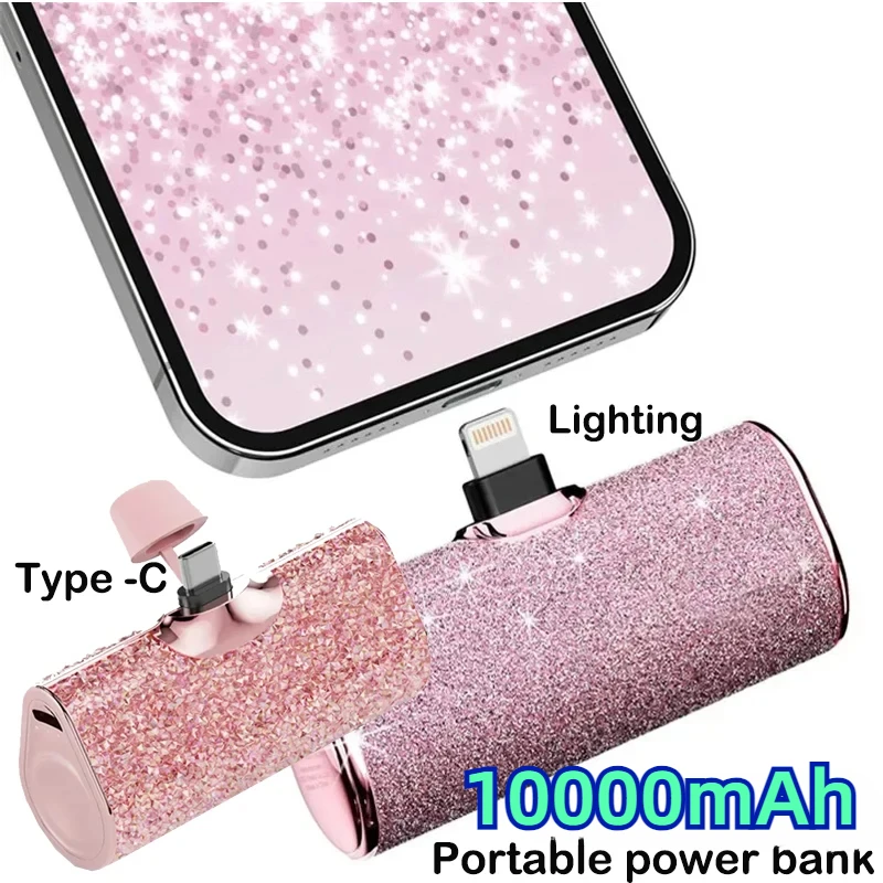 Power Bank Shiny Diamond Модное Высокое Качество 10000 мАч 5000 Портативное зарядное устройство