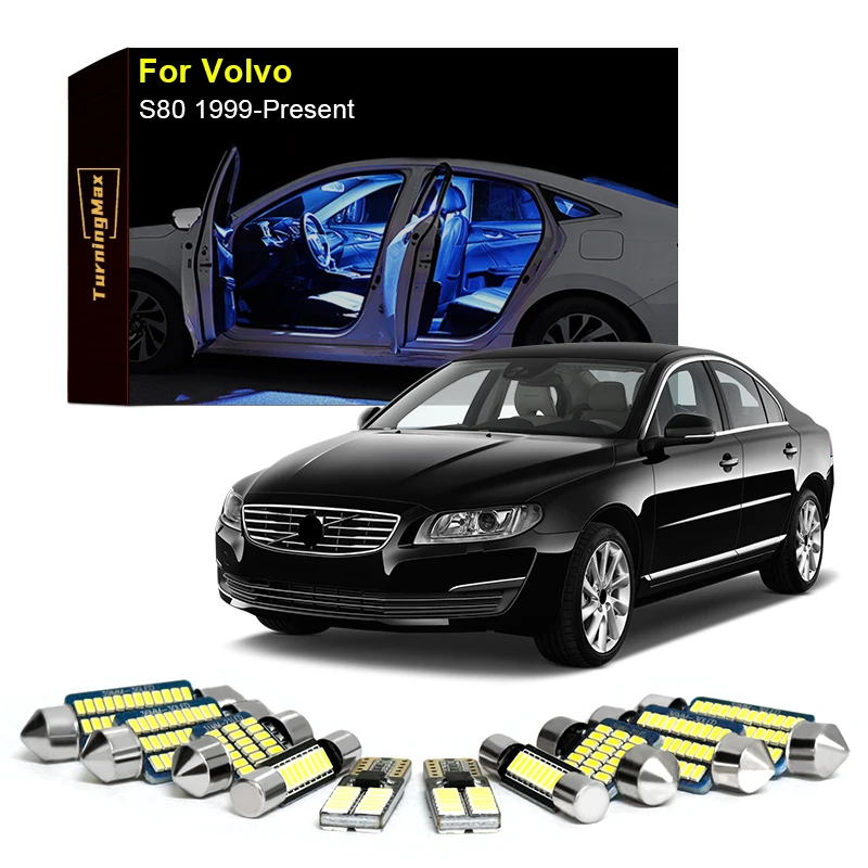 Canbus Interior Lighting LED Bulbs Kit Package For Volvo S80 1999-Now Dome Trunk Reading Map Lights Indoor Lamps Car Accessories