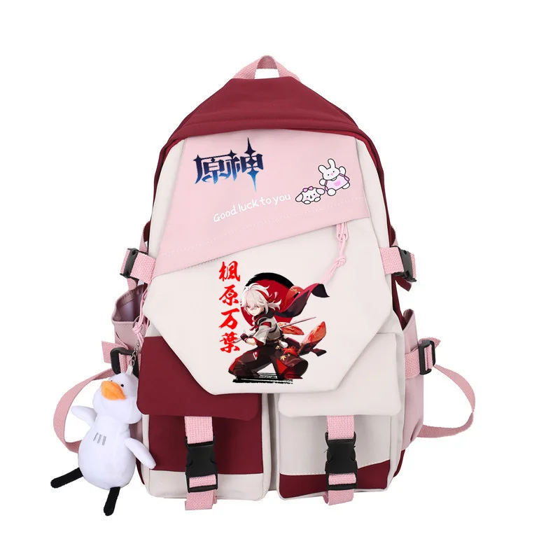 

Game Genshin Impact Korean Version Of The Double-pocket Backpack Color Contrast High School Student Backpack Cute Large-capa