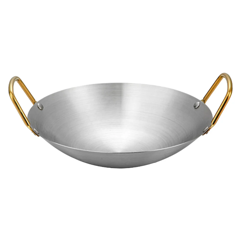 

Pan Paella Stainless Steel Wok Withpans Camping Pizza Flat Double Handle Pots Cooking Pot Household Non Stick Grill Small